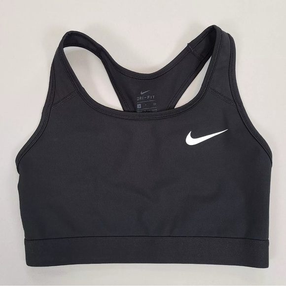 Nike Bra Womens XS Black Sports Bra Swoosh Medium Support Non Padded Ladies - Picture 1 of 4